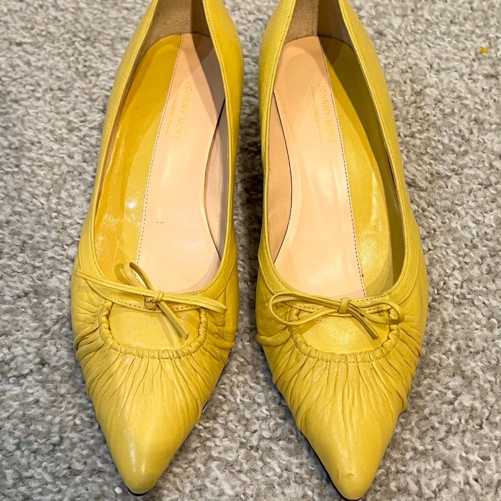 Johnny Moke London Yellow Kitten Heels